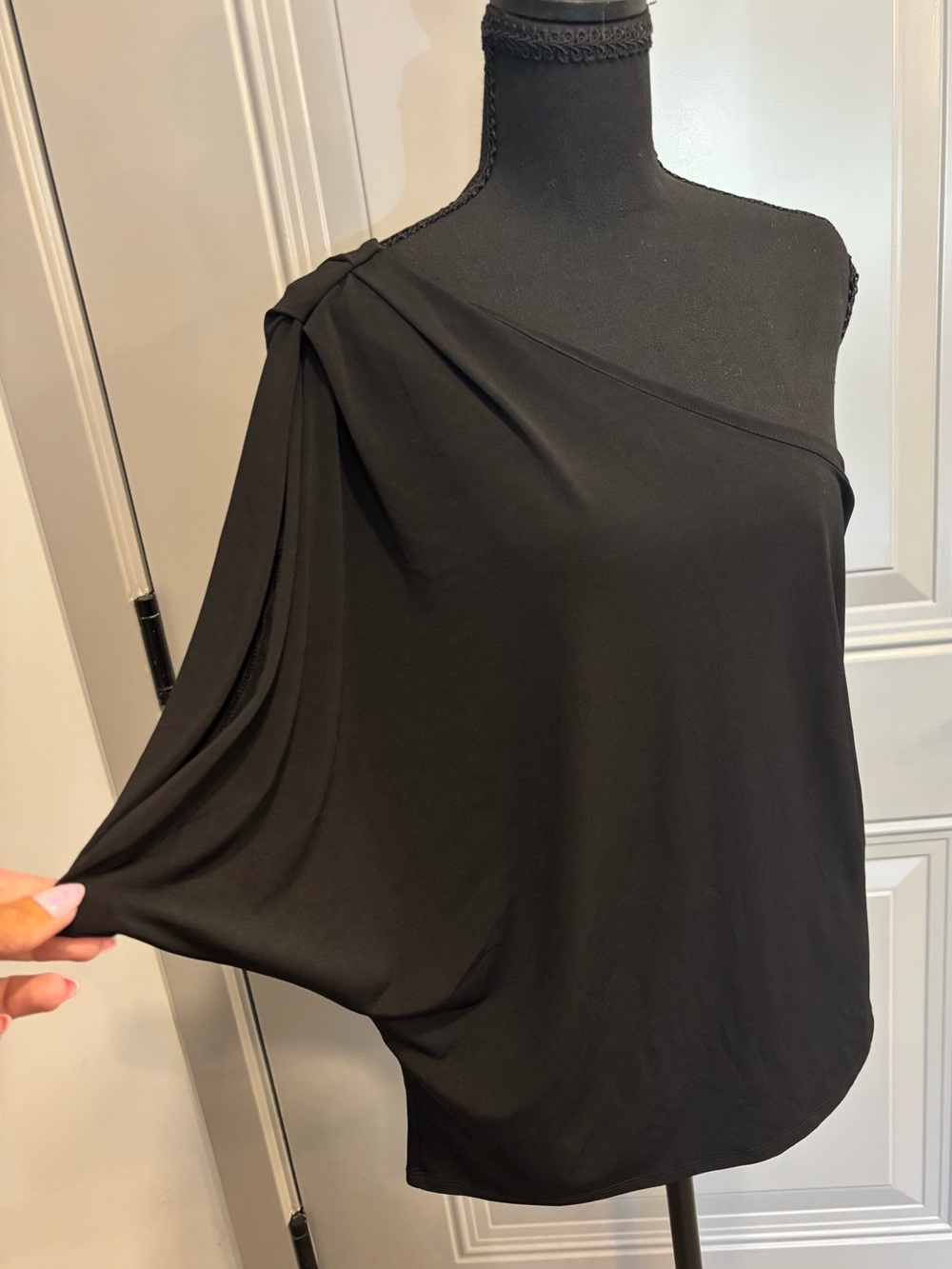 Victoria's Secret Black One-Shoulder Draped Top